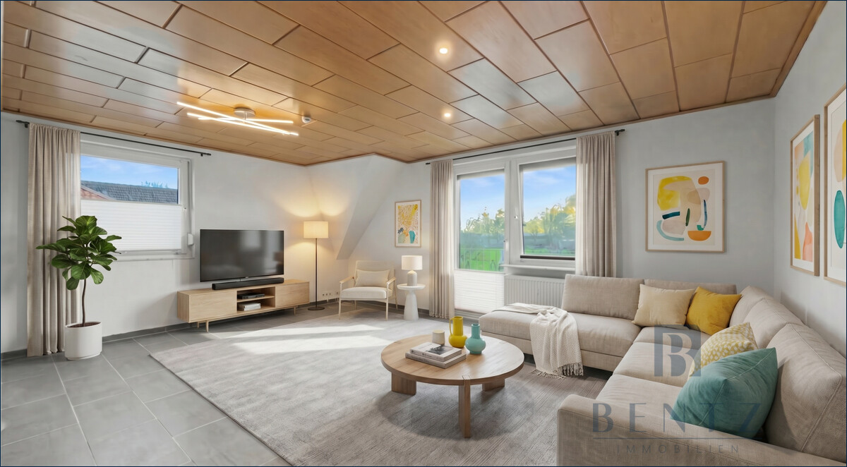 Wohnzimmer mit Balkon - Einrichtungsbeispiel