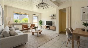 Wohnzimmer mit Zugang zur Terrasse - Einrichtungsbeispiel