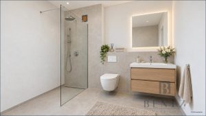 Badezimmer im Rohbau visualisiert