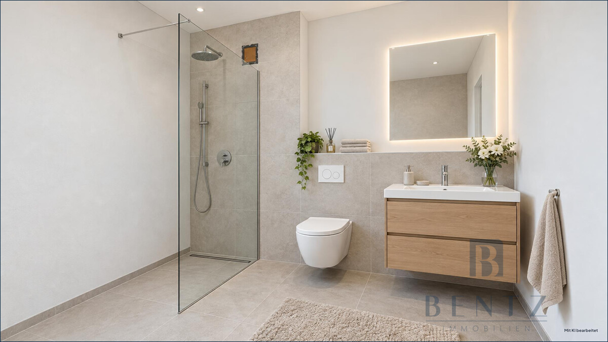 Badezimmer im Rohbau visualisiert