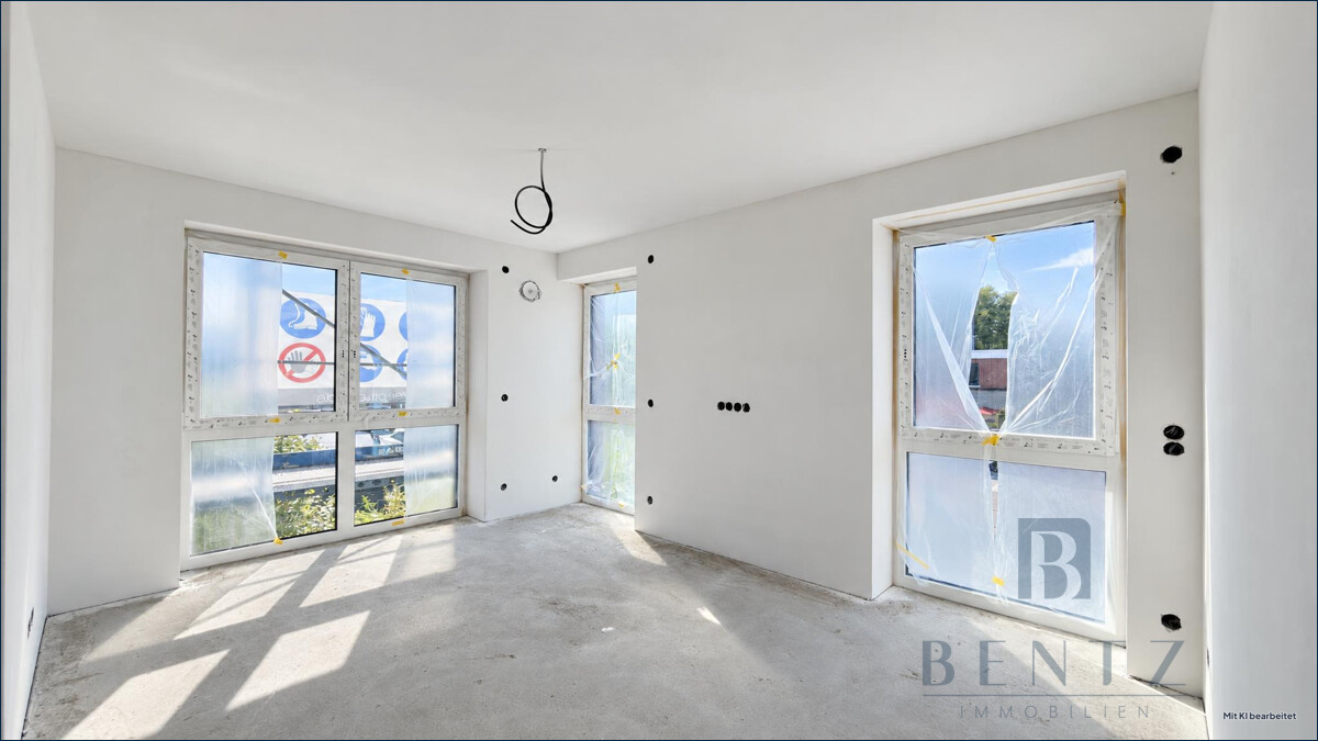 Zimmer im Rohbau visualisiert